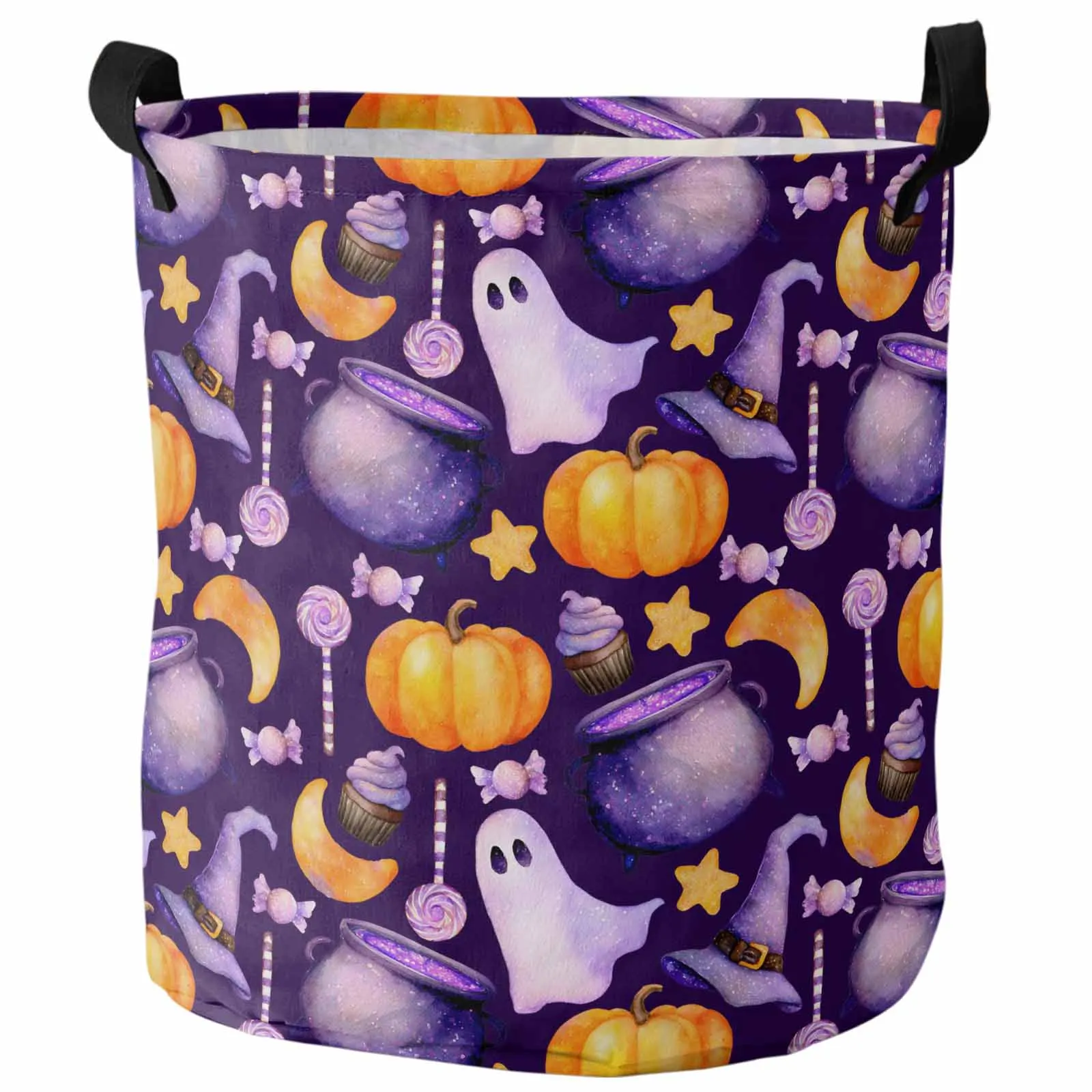 

Purple Magic Hat Pumpkin Ghost Foldable Dirty Laundry Basket Kid's Toy Organizer Waterproof Storage Baskets