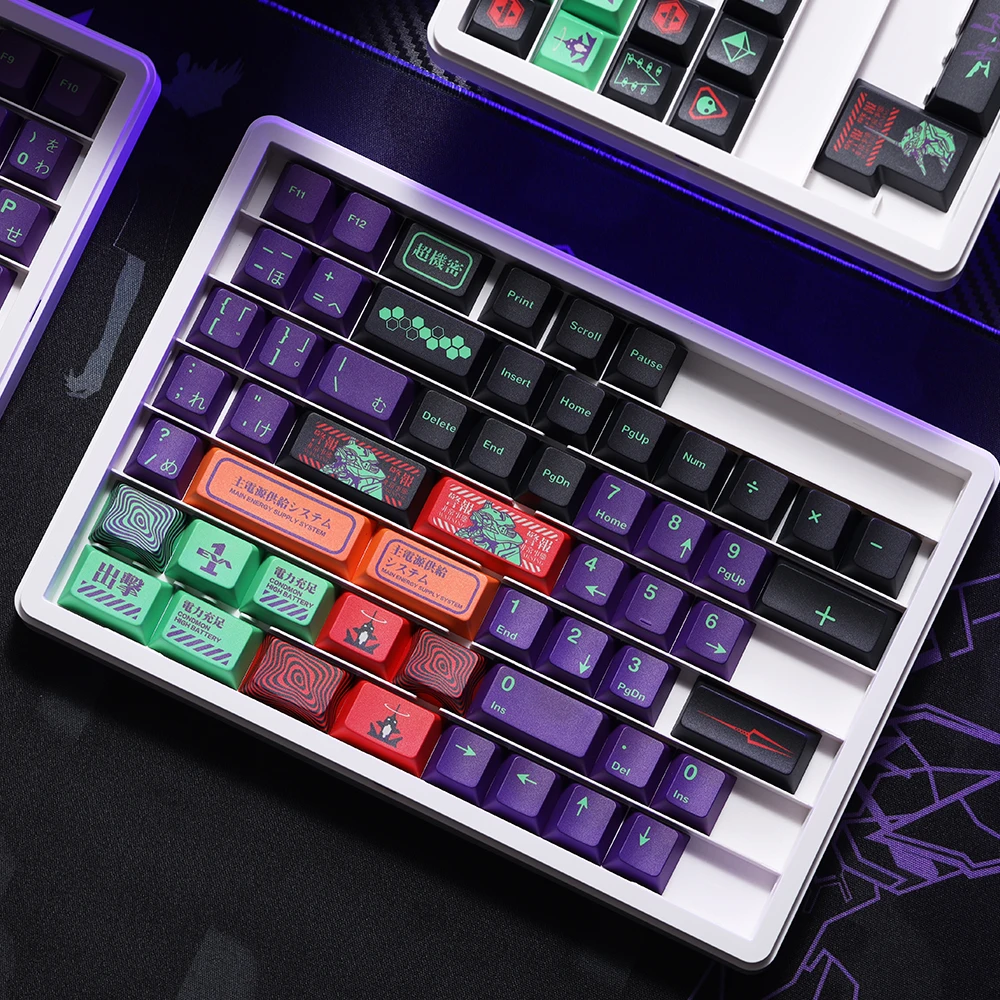 FBB Keycaps EVA Japanese Anime Purple Theme For Mechanical Keyboard Cherry Profile 61/68/84/87/96/100/104/108 key Caps 1.7mm view 5
