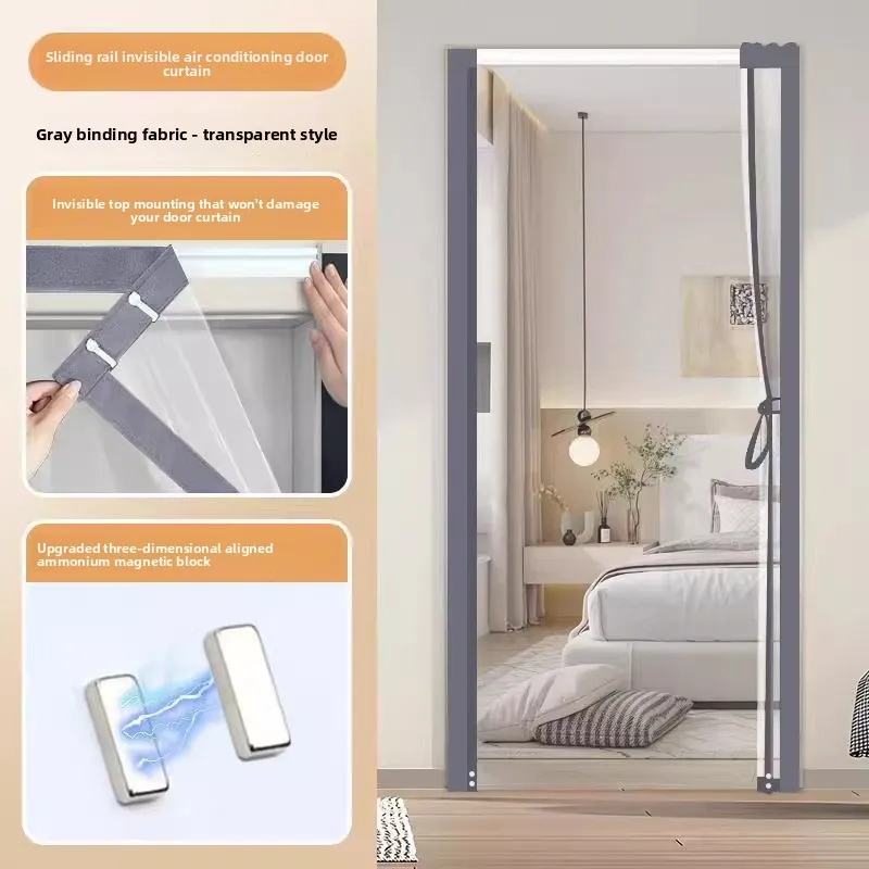 Sliding rail air conditioning partition curtain2025New No-Drill Anti-Cold Air Leakage Kitchen Windproof Curtain