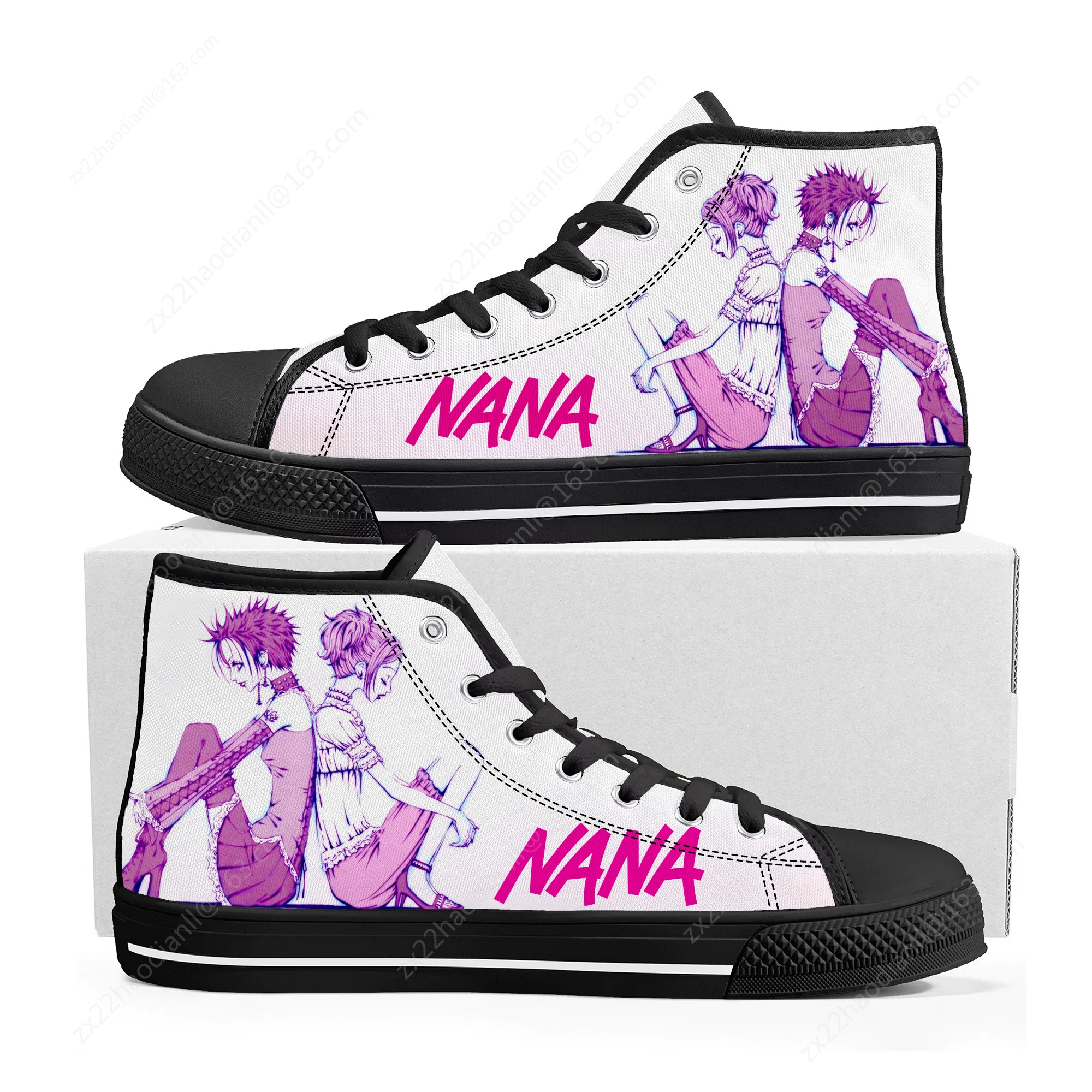 Hot NANA Osaki Komatsu Manga High Top Sneakers Mens Womens Teenager Canvas Sneaker Casual Couple High Quality Shoes Custom Shoe