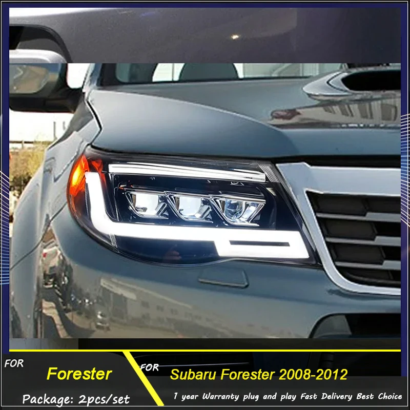 Front Head Lamp Assembly for Subaru Forester 2009-2012 Projector Lens LED DRL Sequential Dynamic Turn Signal Plug & Play