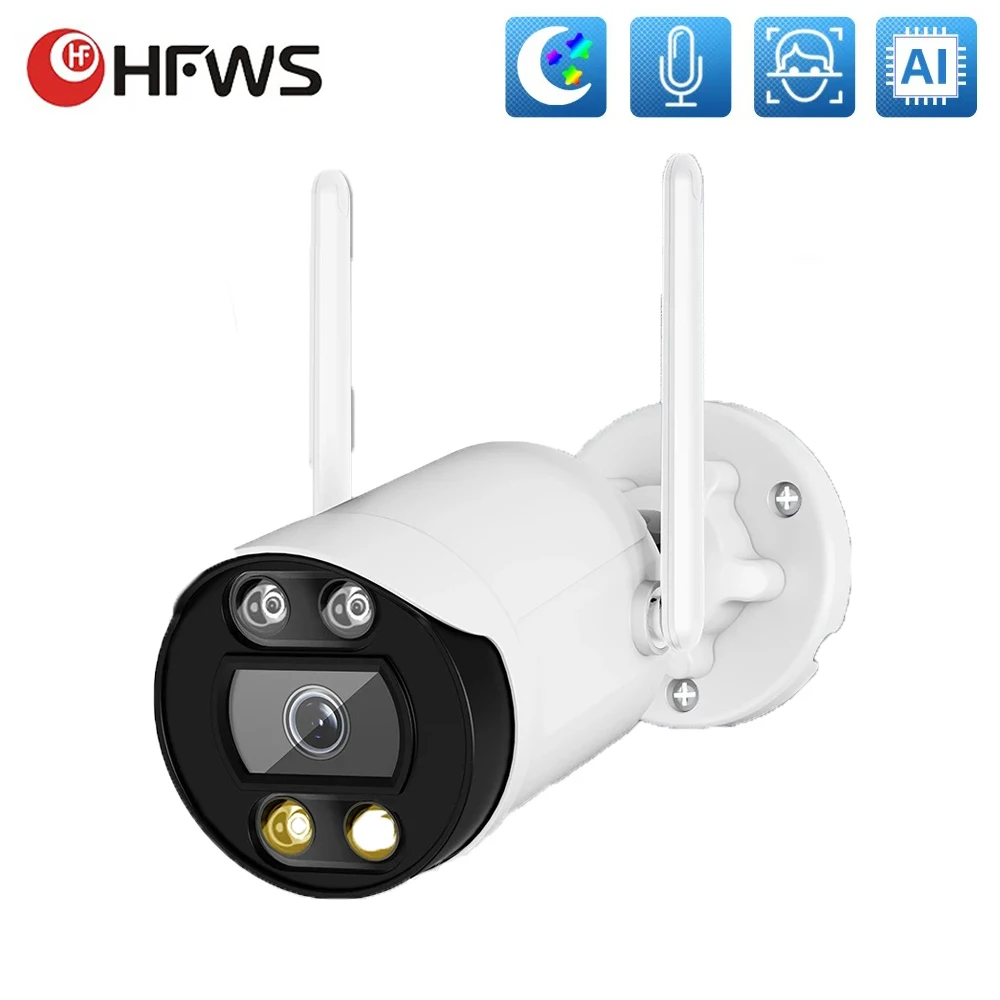 HFWVISION 5MP IP Camera Outdoor WiFi Bullet Security Camera Two way Audio Night Vision CCTV Surveillance Camera SD Card Record