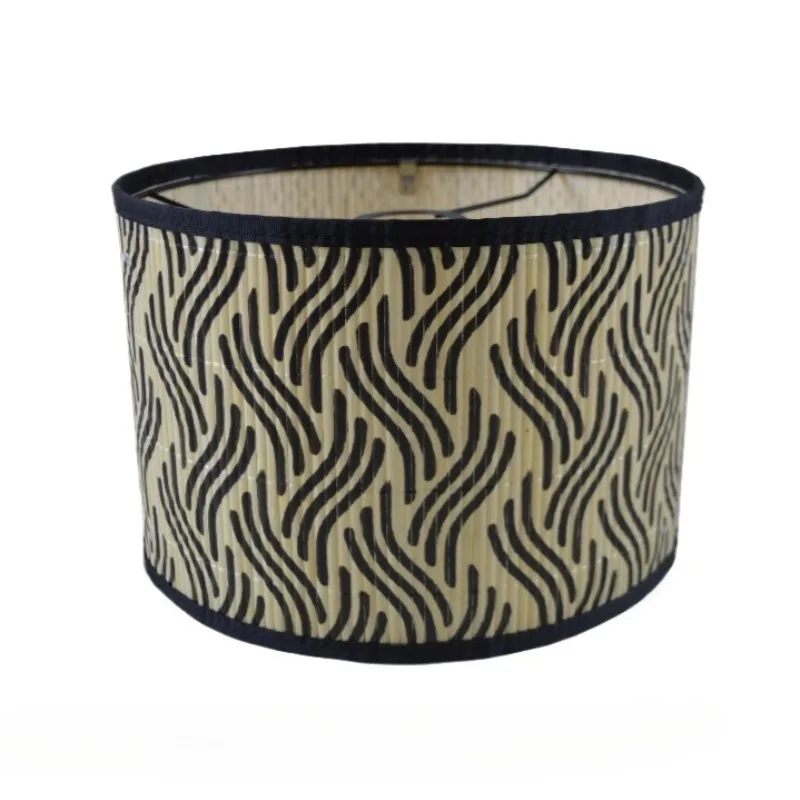 

Vintage Bamboo Lamp Shade, E27 Drum Lampshade Table Lamp Shade Lamp Covers Light Accessory for Pendant Floor Lamps, 30X20CM