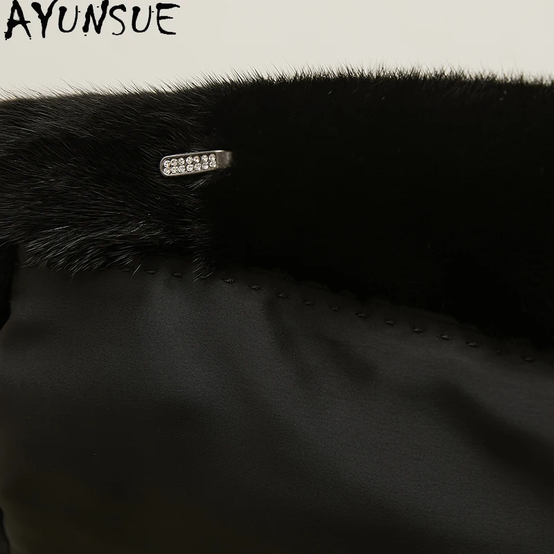 AYUNSUE Natural Mink Fur Jacket Woman Fashion Suit Collar Real Fur Jacket for Woman Clothes High Quality Whole Mink Шуба Женская