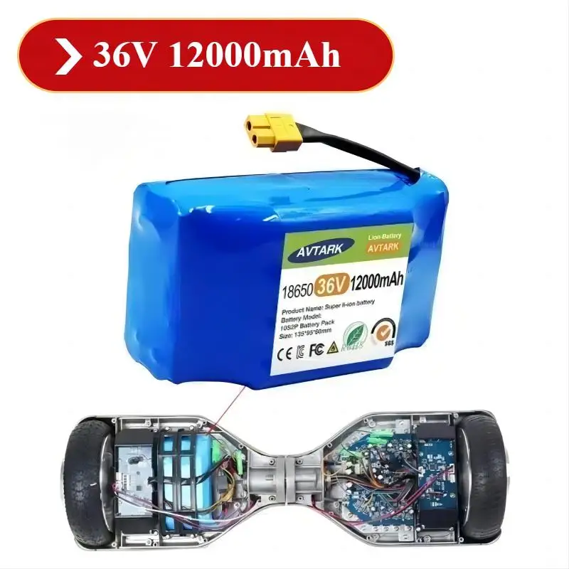 

Genuine 36V 12Ah 10s2p Battery Packs Rechargeable Lithium Ion Battery for Electric Self Balancing Scooter HoverBoard Unicycle