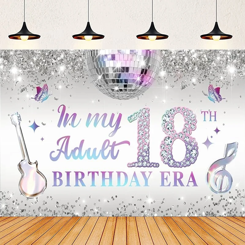 Photography Backdrop White Heardboard For Adult Bar Mitzvah 18th Birthday Party Decor Background Sliver Diamonds Banner Poster