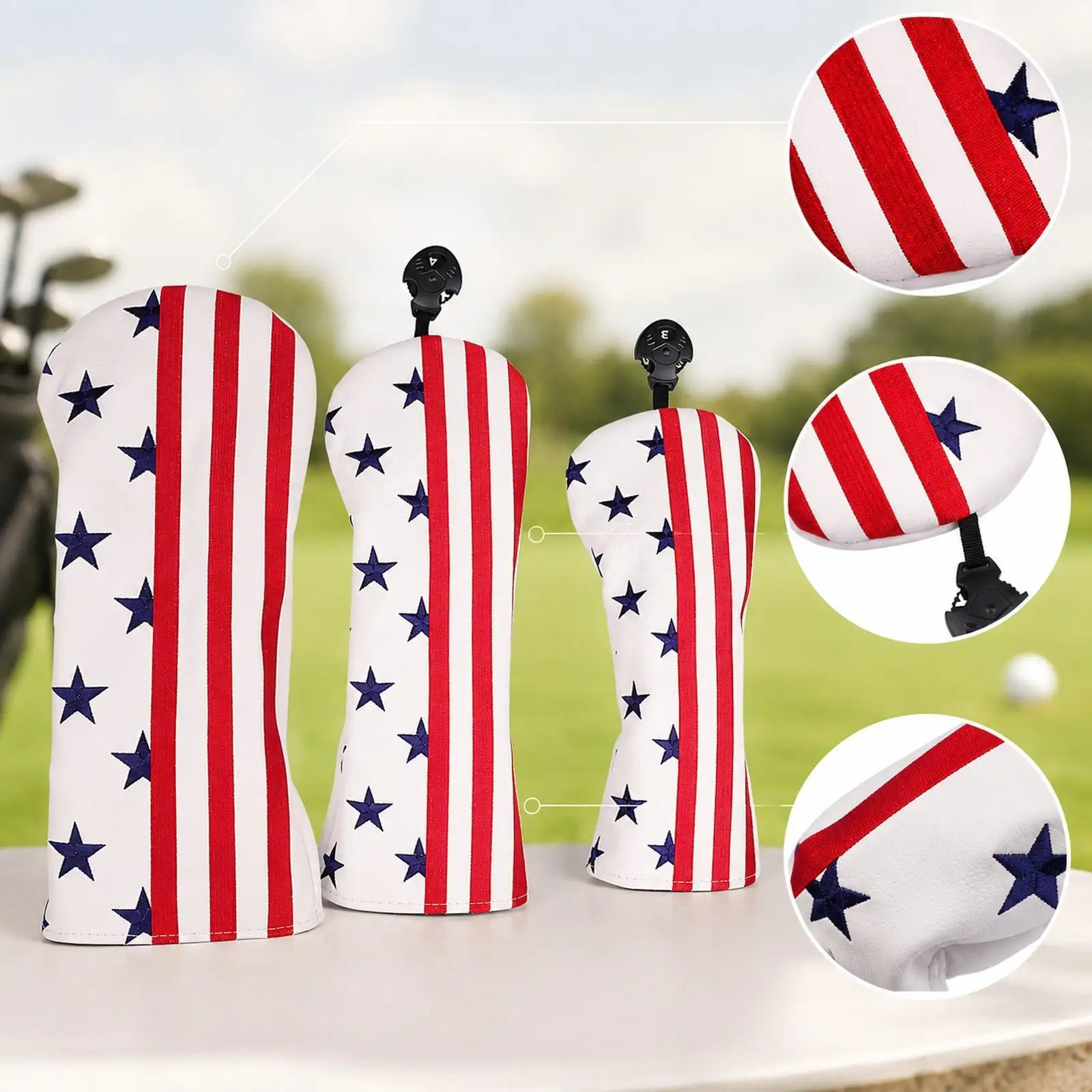 3 Pieces Golf Club Protectors Golf Wood Headcover Golf Club Head Cover for Sports Accessories Fathers Men Women Transportation