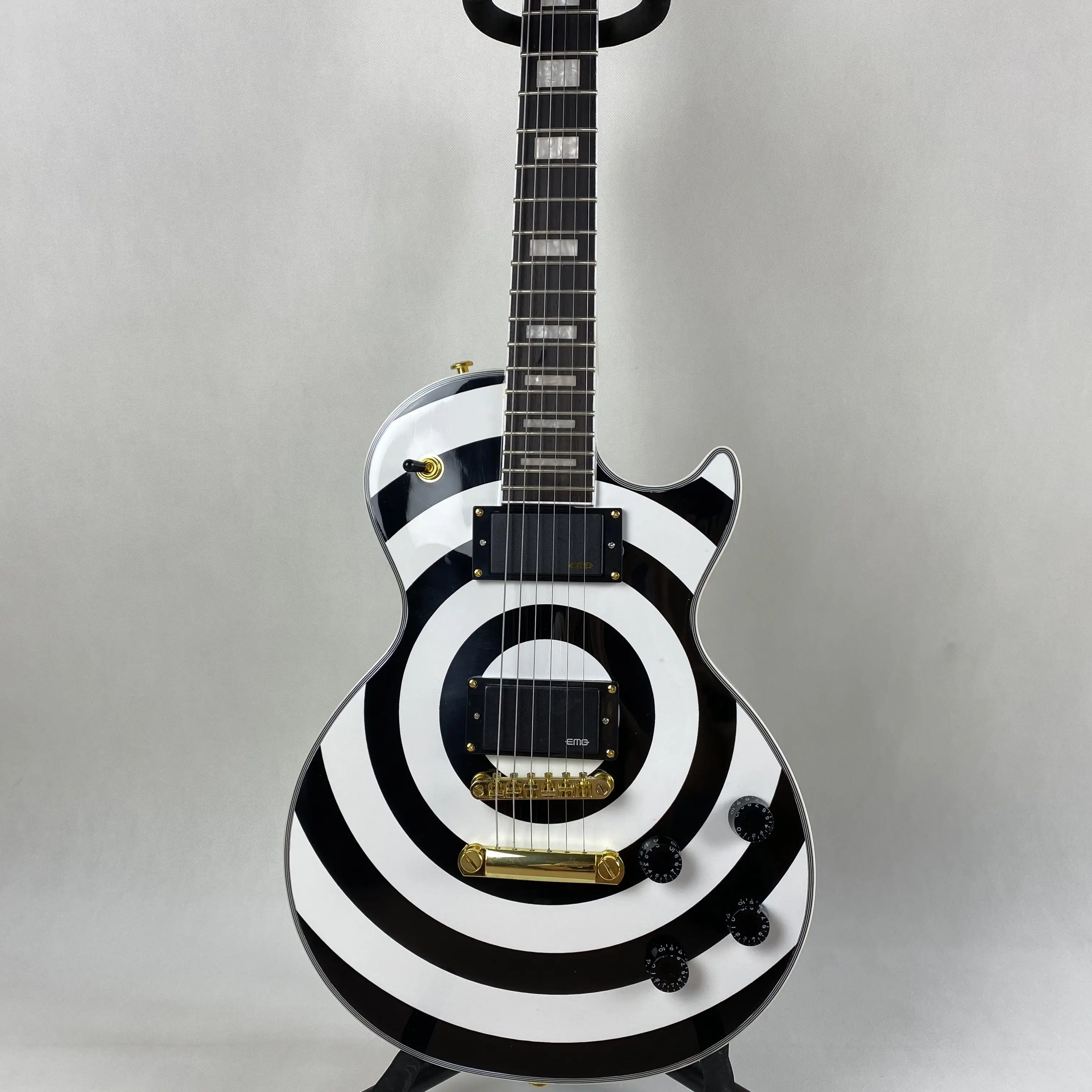 In Stock Brand New Rosewood Fingerboard 6 String Black and White Circle Zakk Electric Guitar Fast Shipping