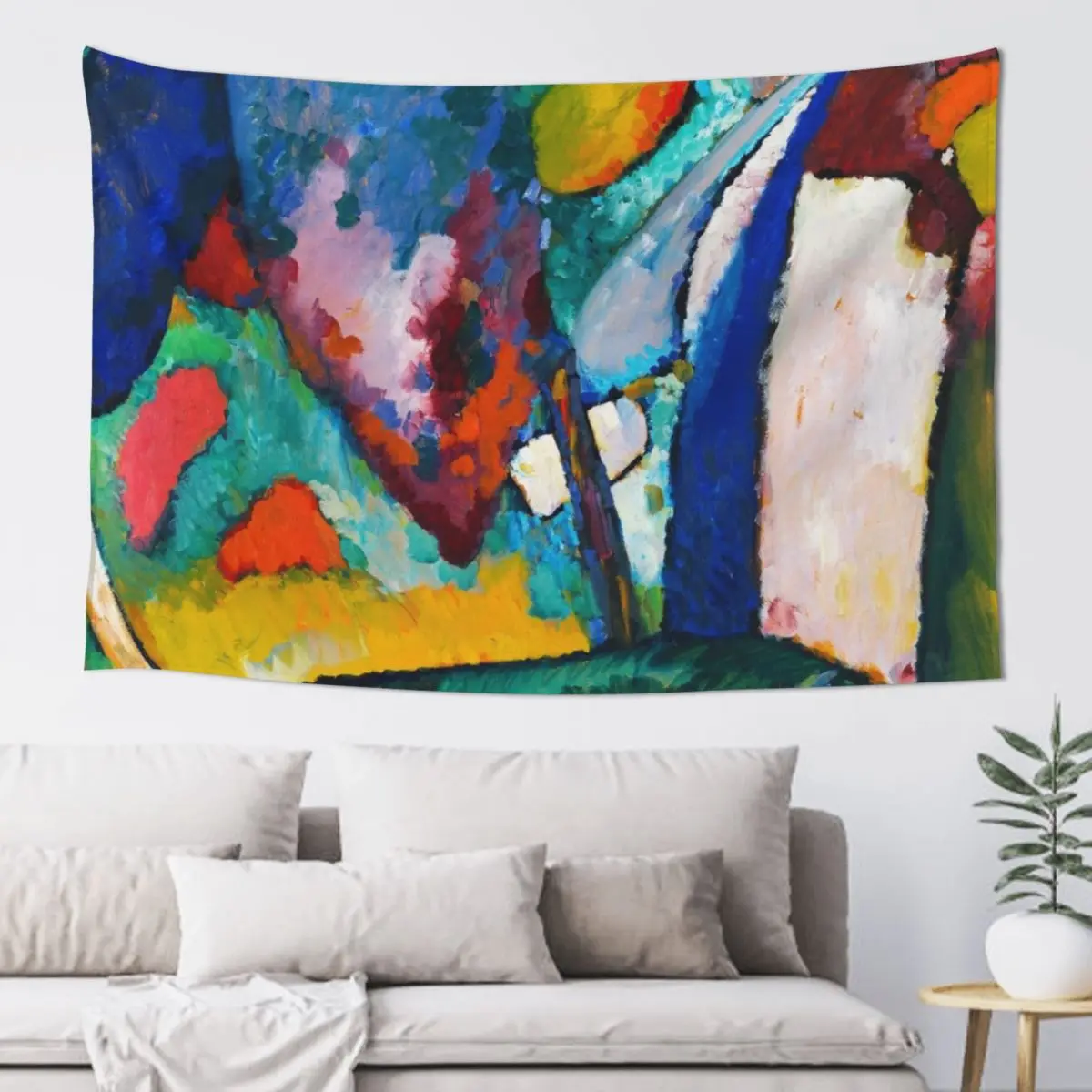 

Kandinsky HD - The Waterfall (1909) Tapestry Home Decor Aesthetic Aesthetic Home Decor Wall Decoration Tapestry