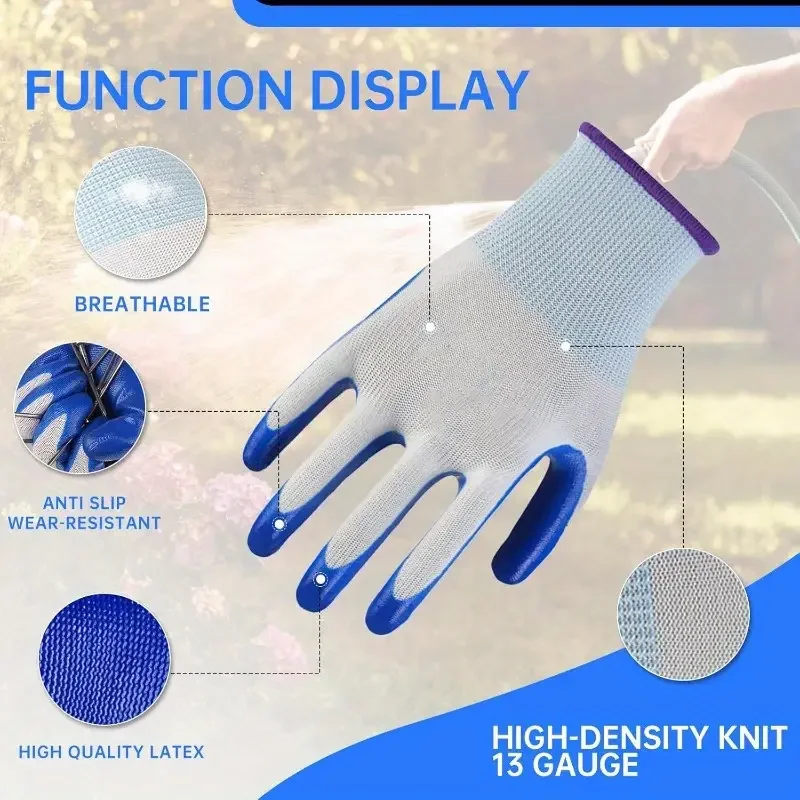 Nylon Safety Working Gloves Premium Nitrile Coated Builders Excellent Grip Gardening Grip Industrial Protective Work Glove
