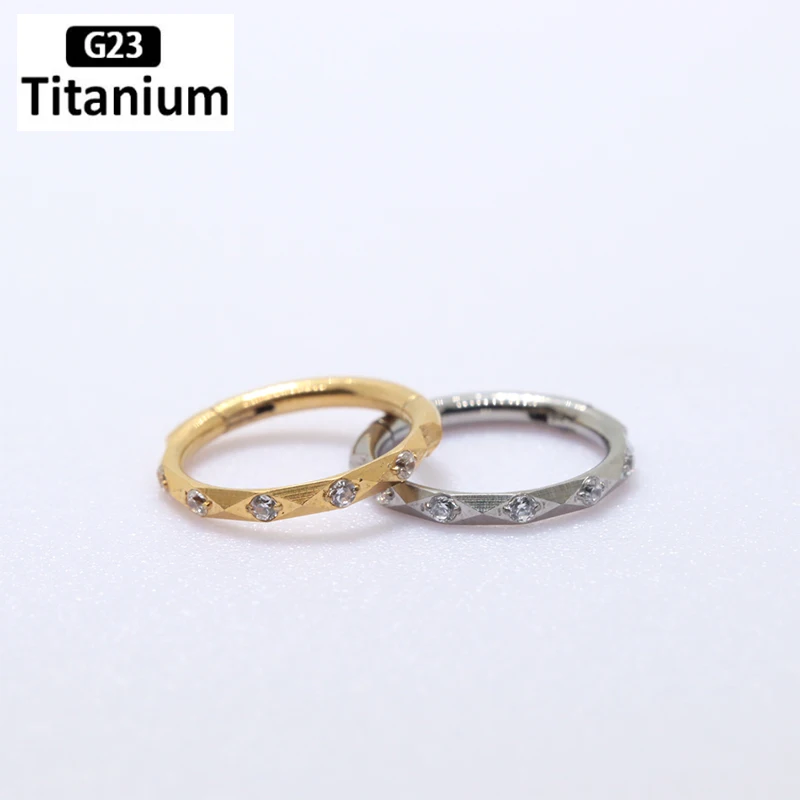 ASTM F136 Titanium Piercing Cutting surface CZ Clicker Nose Ring Septum Hoops Tragus Cartilage Helix Lobe Body Jewelry Earrings