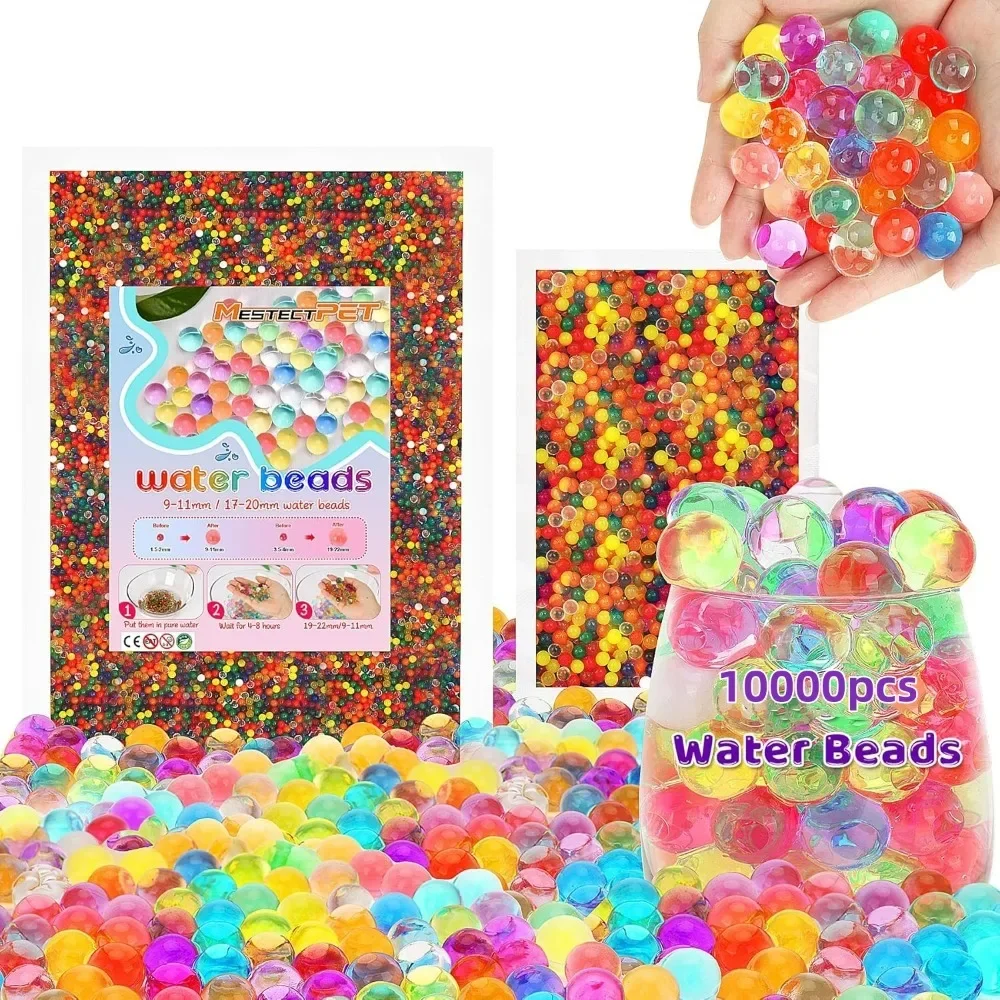 10000pcs Water Beads Splat Gun Refill Ammo Polymer Growing Water Balls Toy Gun Accessories Color Water Pearls Vase Decoration