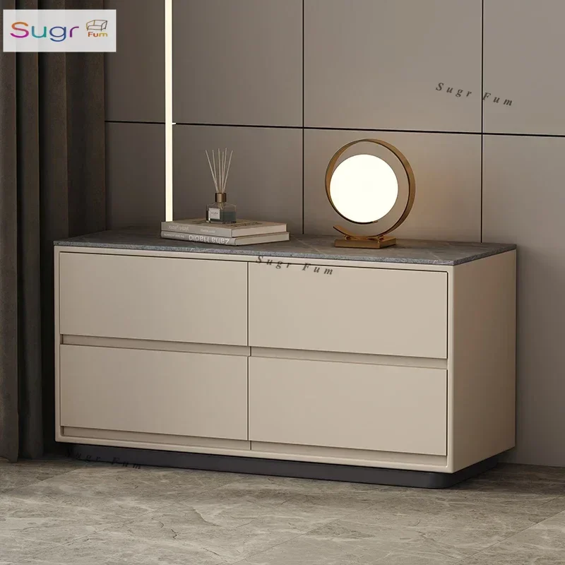 

Light luxury Italian all-solid wood bedside table Minimalist large apartment wide bedside table Simple modern high-end master be