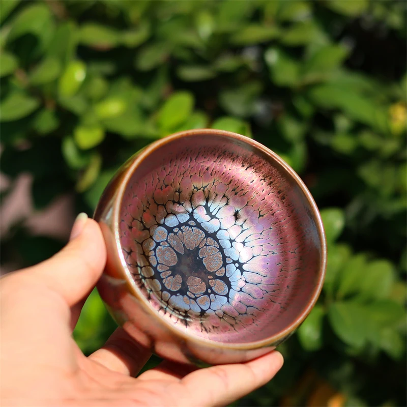 |tea cup personal special men's large tea bowl master ceramic purple gold kiln change master cup single cup high-end