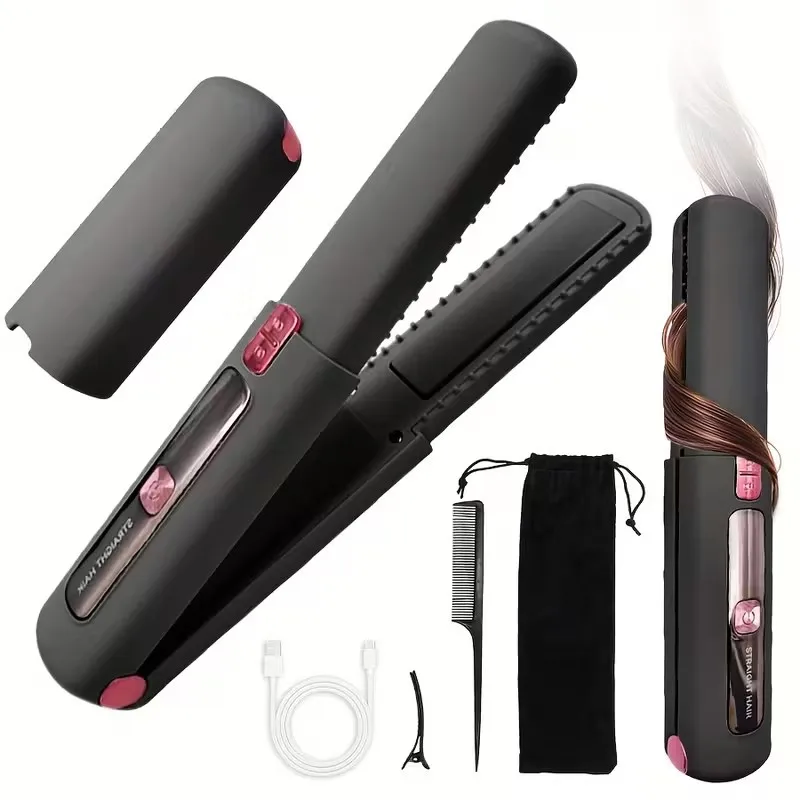 Smart Library Display Cordless Straightening Brush With Fast Charging Precise Heat Control For Perfect DIY Styling