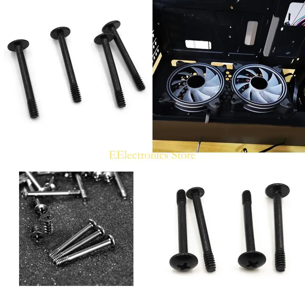 

B03C 60 шт. Винты для вентилятора корпуса Набор саморезов с плоской головкой Винты для крепления вентилятора охлаждения Корпус S