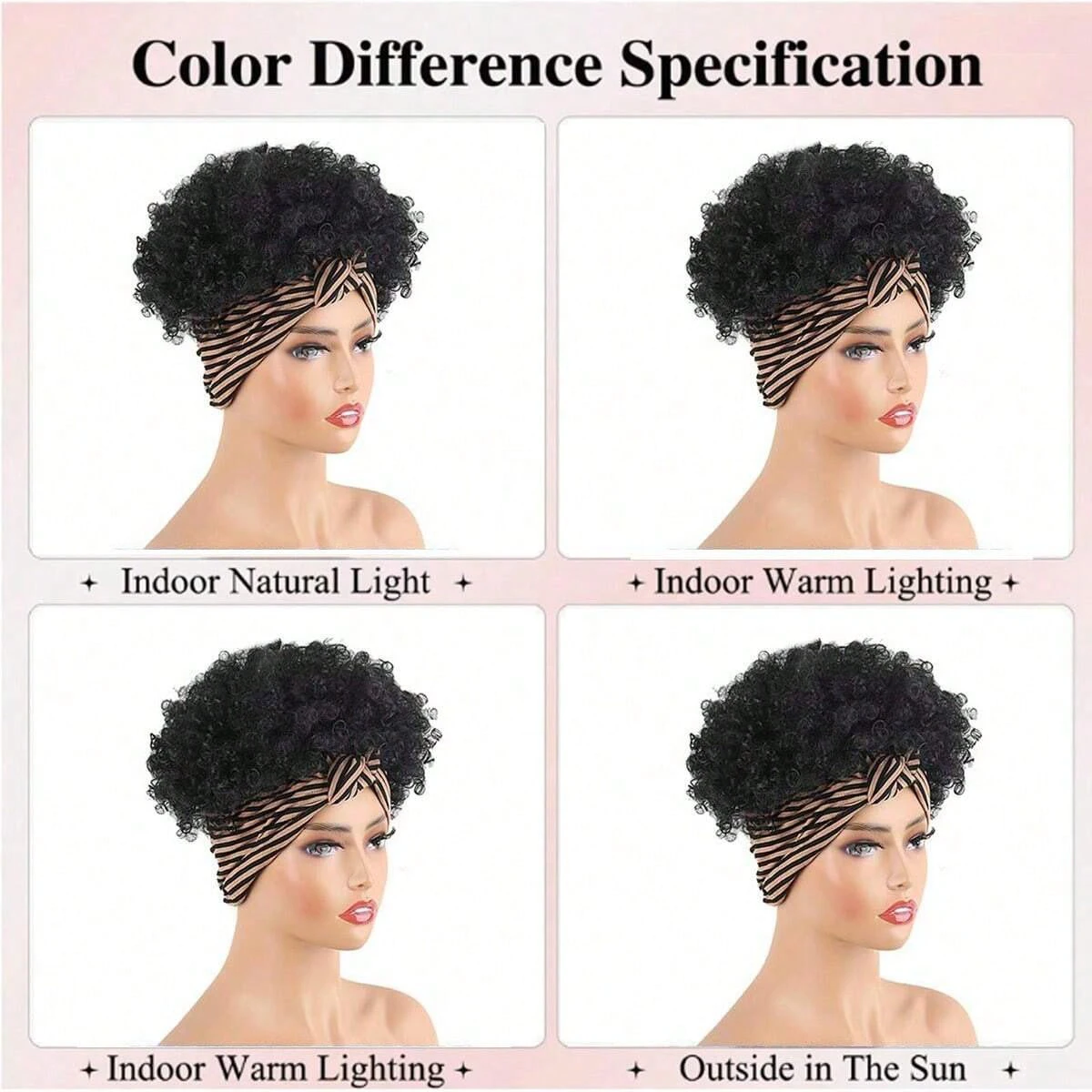 

Черные парики с повязкой на голову для женщин, афро-парик с кудрявыми волосами, короткие синтетические парики с прикрепленной повязкой, парики с головным убором.