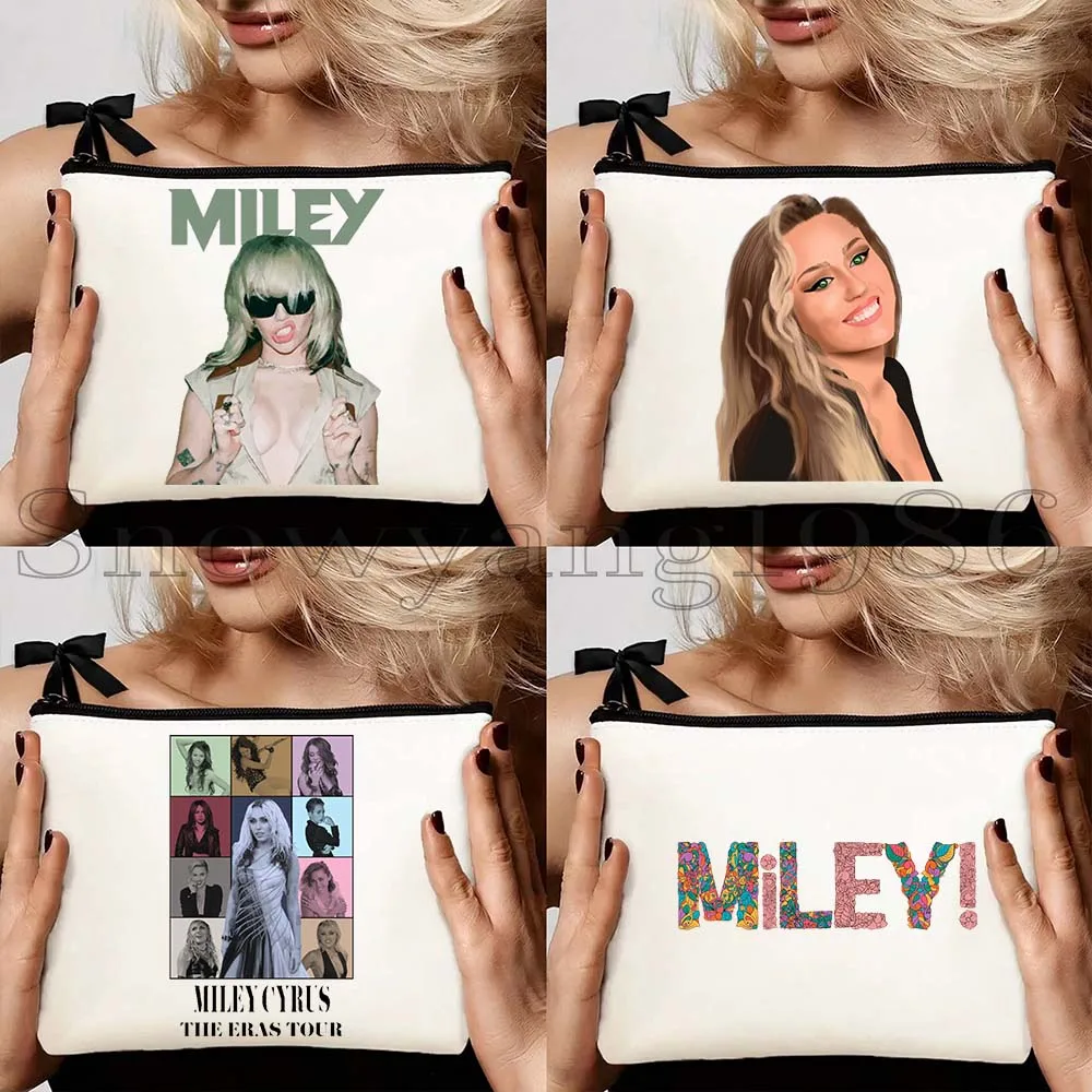 

4pcs Fashion Miley Cyrus Eras Tour Fan Music Singer Poster Fan Gifts Canvas Cosmetic Makeup Toilet Bag Pencil Case Pouch