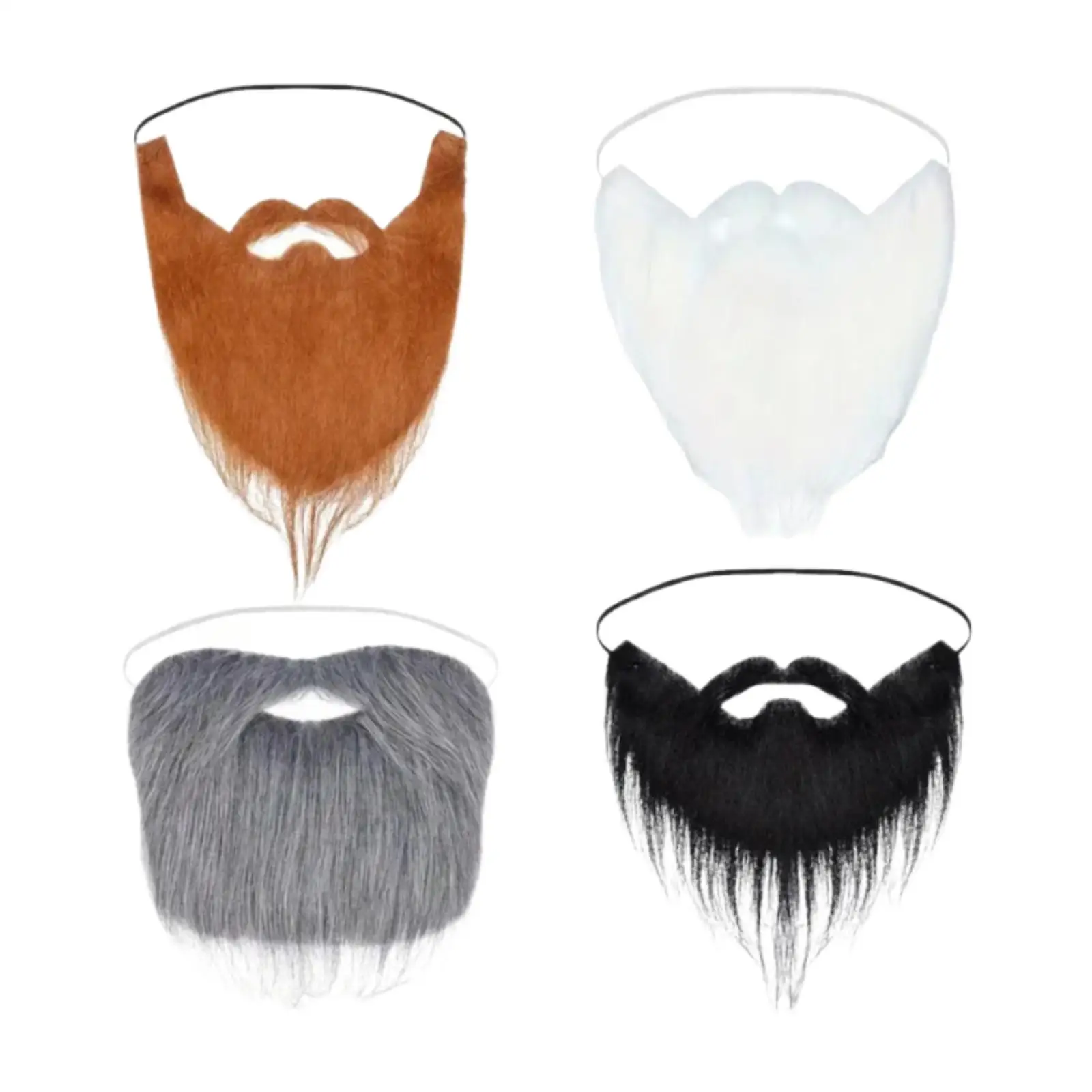 4x Fake Beard Funny Accessories Facial Hair for Masquerade Performance Christmas