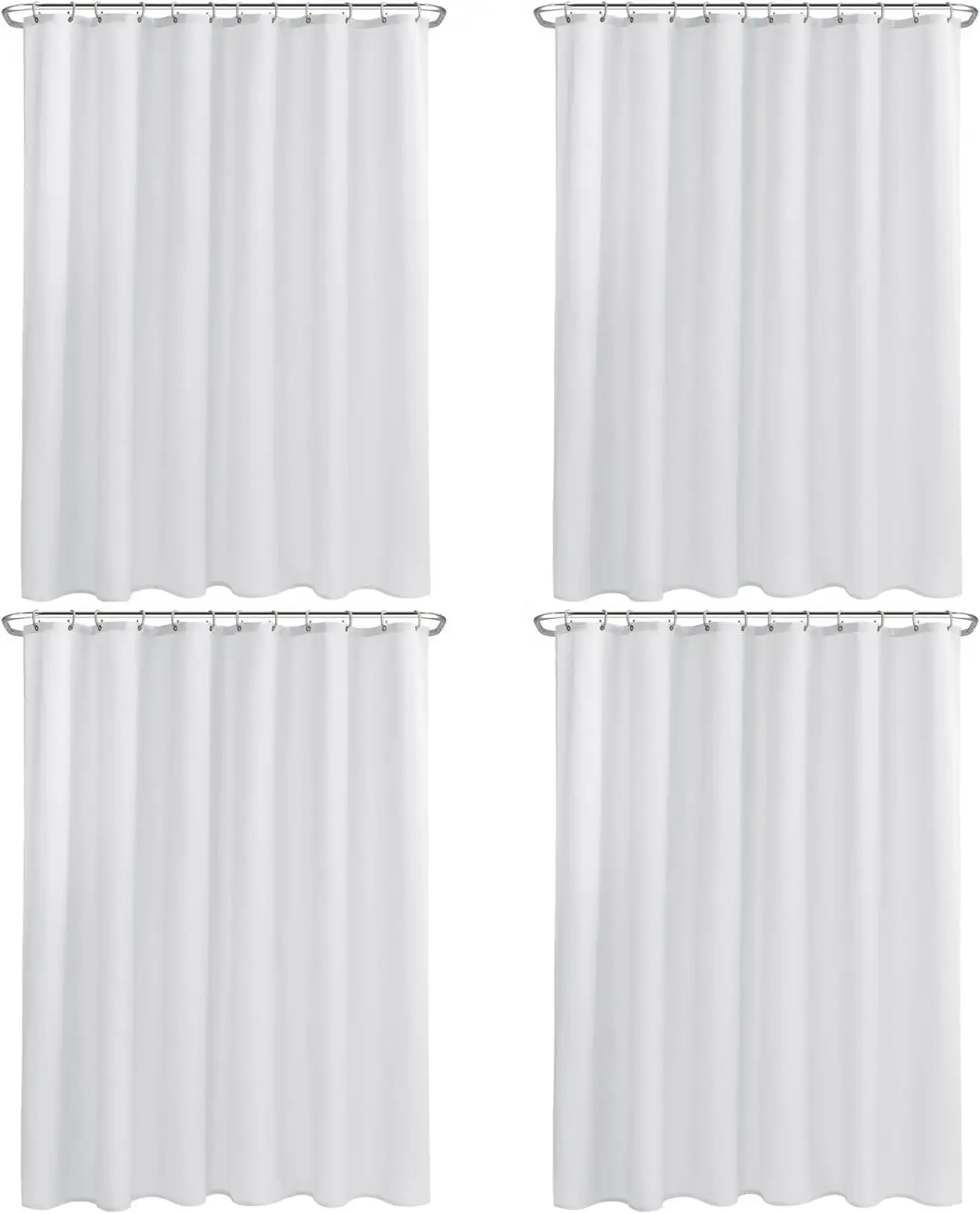 

Washable Water Resistant Fabric Shower Curtain Liners 4 Pack with Magnets, Standard Size White