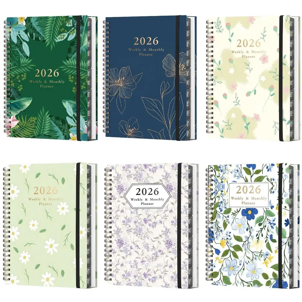 インデックスタグ 2026年プランナーノート A5サイズ シンプルデザイン デイリープラン スケジュール クロックイン機能 スパイラル綴じ