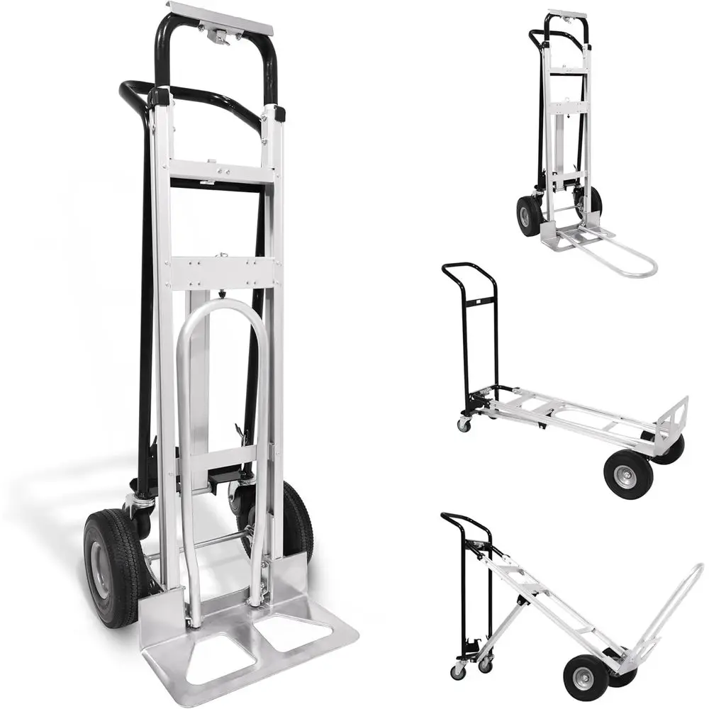 

4-Wheel Heavy-Duty Industrial Platform Cart - 1000 LB Capacity, Adjustable Height, Multi-Position Dolly for Mobility and Moving