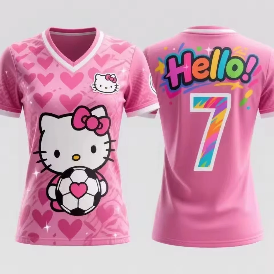 Hello Kitty 2026 Thematisches Fußballtrikot Sportbekleidung Sommer Cool Unisex Fußballtrikot Schnelltrocknendes Sport-T-Shirt Top Fan-Geschenk – Detail 6