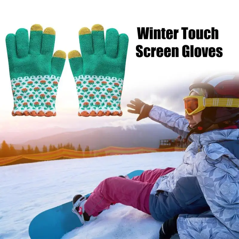 Winter Knit Touchscreen Gloves Warm Touchscreen Texting Knit Gloves Stretch Knitted Touchscreen Mittens For Indoor Outdoor