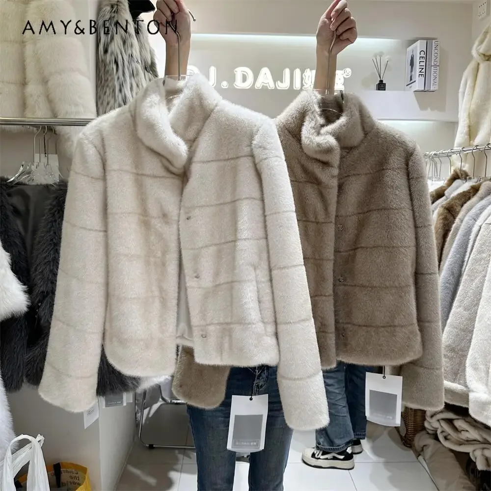 2024 Winter New High End Imitation Mink Plush Coat Women's Imitation Rabbit Hair Short Thickened Environmentally Friendly Fur