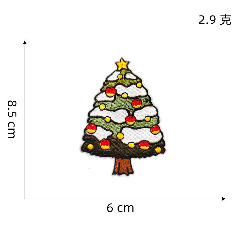 50pcs/Lot Luxury Embroidery Patch Merry Christmas Chick Window Gift Candy Box Snowman Candle Clothing Decoration Craft Applique