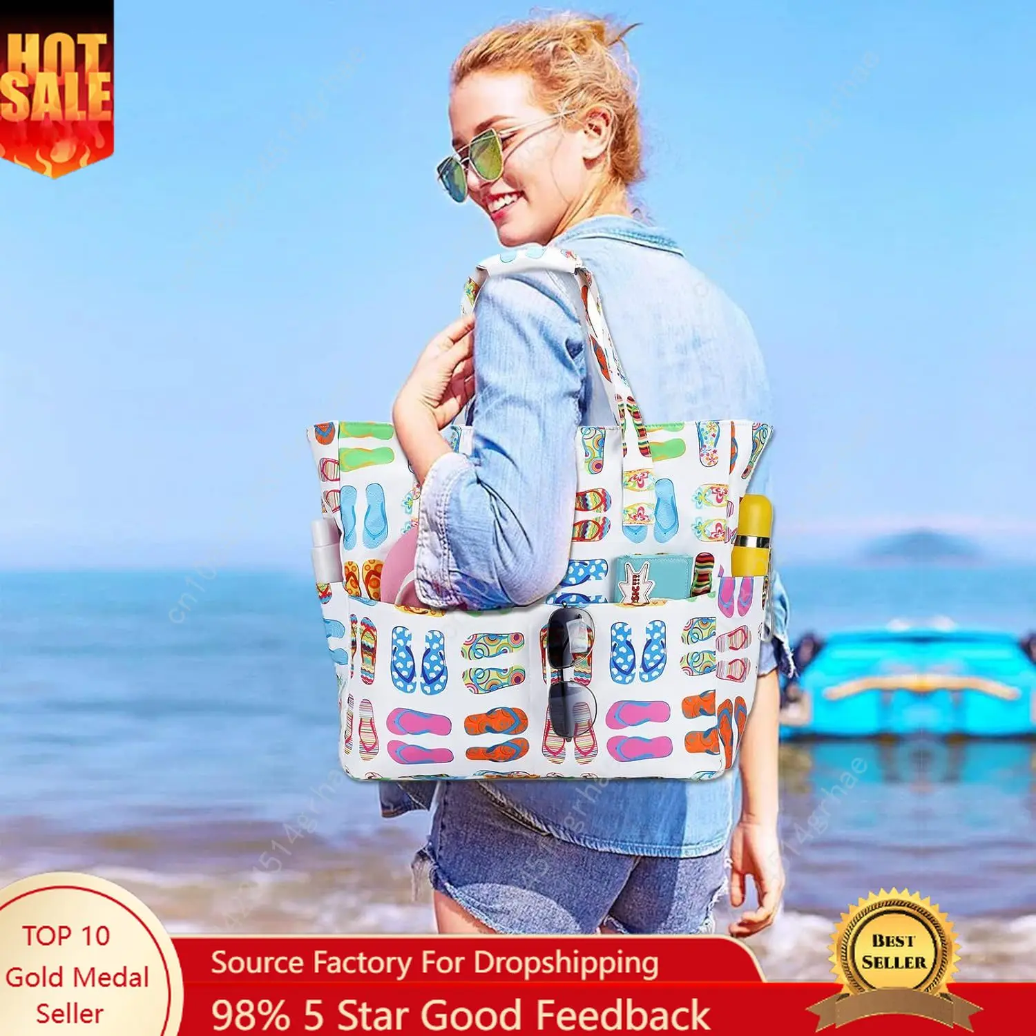 

Waterproof Beach Tote Pool Bags Women Ladies Extra Large Gym Tote Carry on Bag with Wet Compartment for Weekender Travel