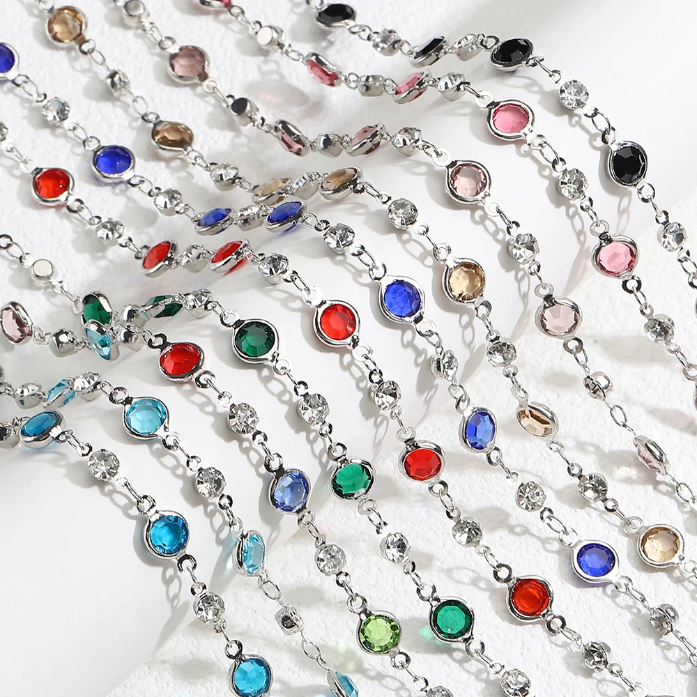 Модные разноцветные хрустальные бусины длиной 1 м, цепочки из стекла KC золотого цвета для ожерелья, браслета, сделай сам, изготовление ювелирных изделий, оптовая продажа