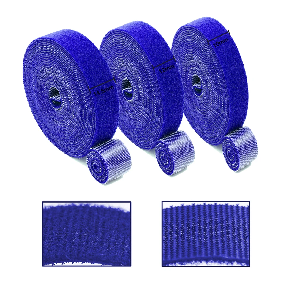 5M/Roll Reusable Self-Adhesive Cable Ties, Hook Loop Fastener Straps for Wire Organizer, 10/12/14.5mm Width