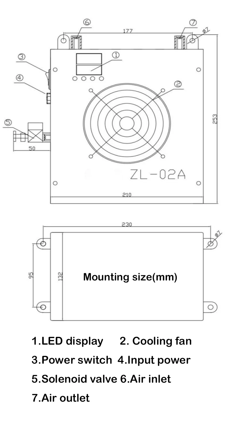 120lpm Mini Electronic Semiconductor Peltier air Dryer Refrigerant air Cooler for Hyperbaric Oxygen Chamber HBOT Ozone Generator
