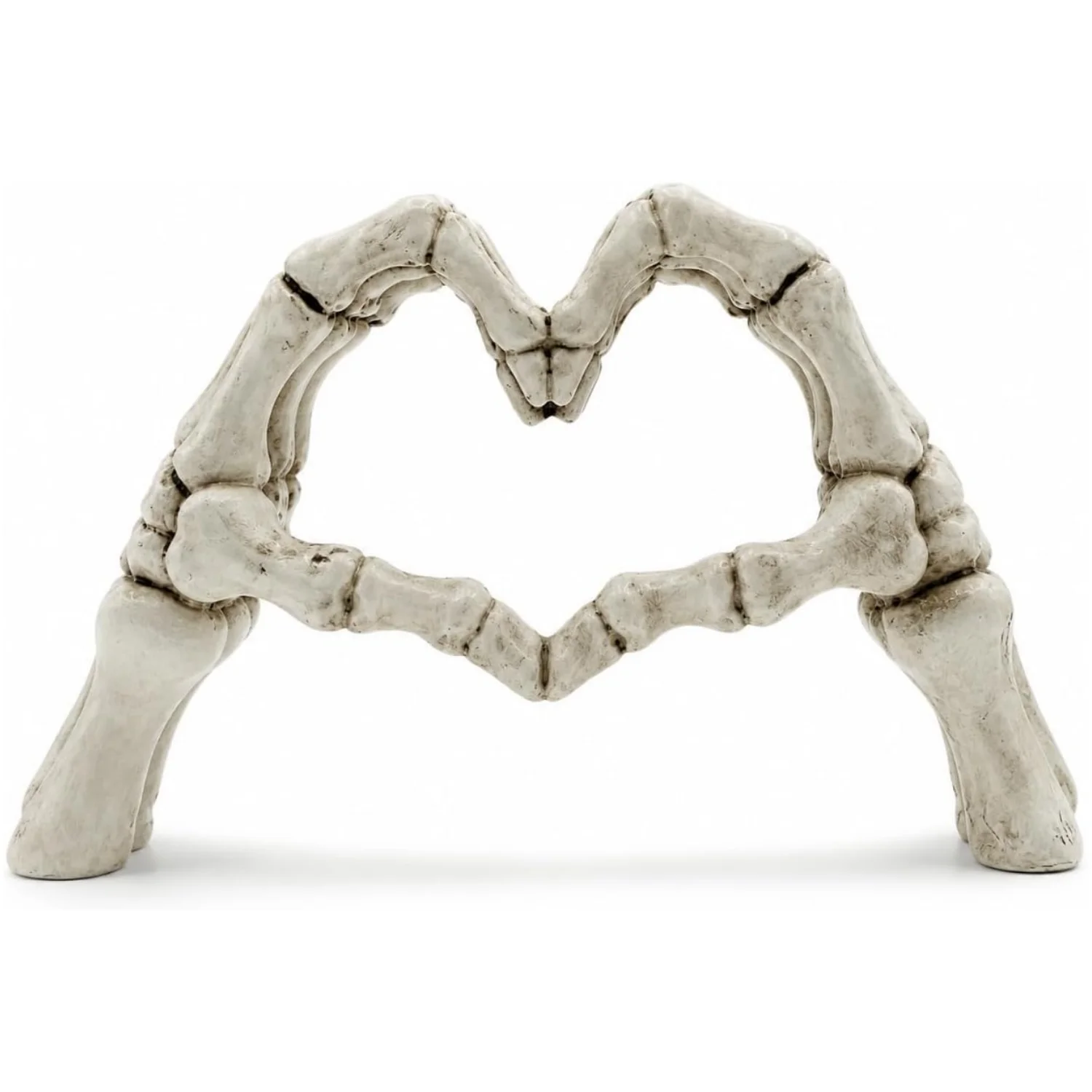 Unique Until Death Bone Heart Love Sign Gothic Skeleton Heart Hands Sculpture Halloween Gift, Shelf Desktop Ornament