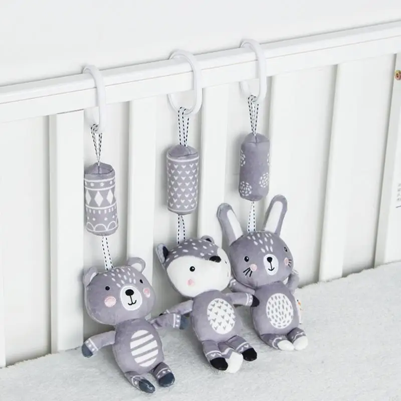 E06F Baby Stroller Mobile Rattle Pushchair Pram Pendant Bed Cartoon Animal for Doll Infants Crib Hanging Educational