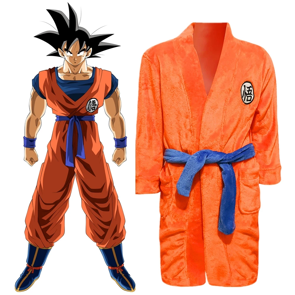 Anime Dragon Ball Son Goku Kakarotto Cosplay Kostuum Flanellen Kigurumi Pyjama Unisex Volwassen Nachtkleding Badjas Rekwisieten