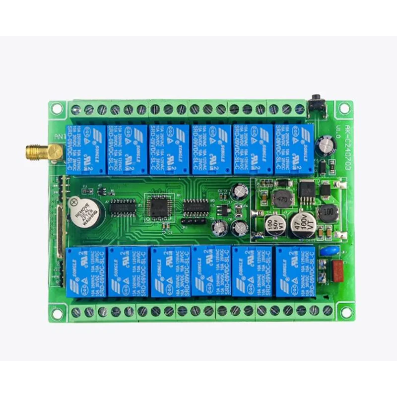 Controlador de Radio Industrial DC 12V 24V 36V 48V 12CH, Control Remoto Inalámbrico RF, Receptor para Sistema de Grúa Pu