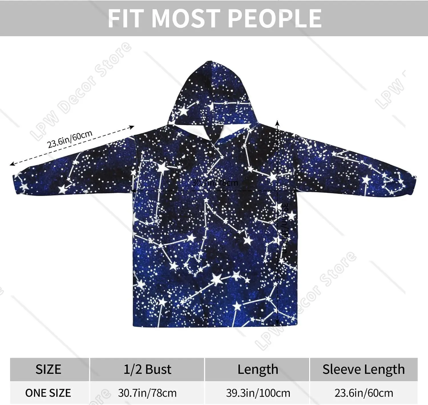 Glow In The Dark Print Blanket Hoodies For Women   Men Adult Teen Wearable Hooded Sweatshirt With Pocket