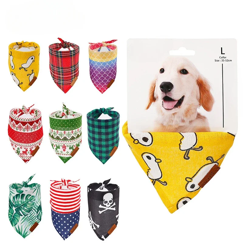 Dog Bandana Collar Scarf for Puppy & Cat Small Medium Large Dogs Adjustable Collars Pet Handkerchief Bibs Dress-up Accessories