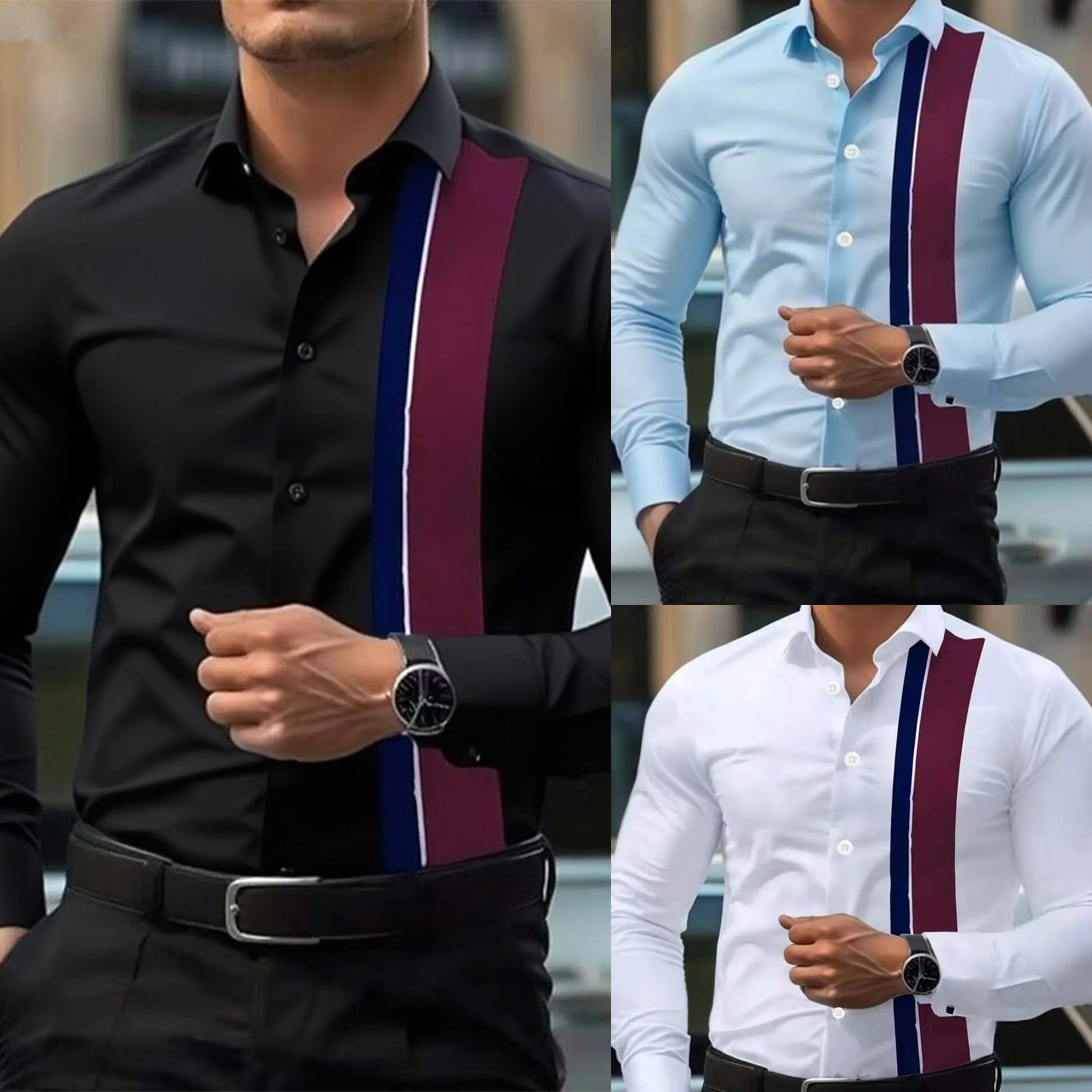 

Новая мужская деловая рубашка с длинным рукавом и принтом для трансграничной торговли в Европе и Америке