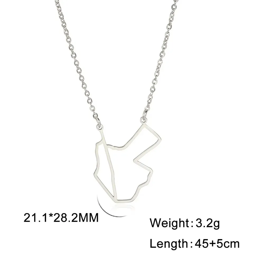Cazador Hollow Jordan Palestine Map Necklaces Jewelry 2025 Stainless Steel Pendant Necklace for Women Anniversary Birthday Gift - view 6