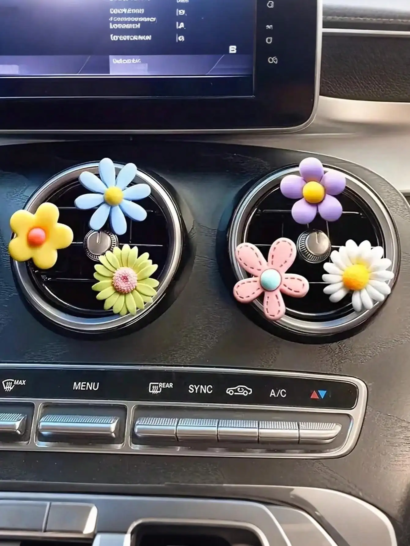 Niedlicher Blumen-Autolüftungsclip Gänseblümchen-Dekoration Auto-Innenausstattung Klimaanlagen-Lüftungsornament Kawaii Auto-Deko Geschenk für Frauen