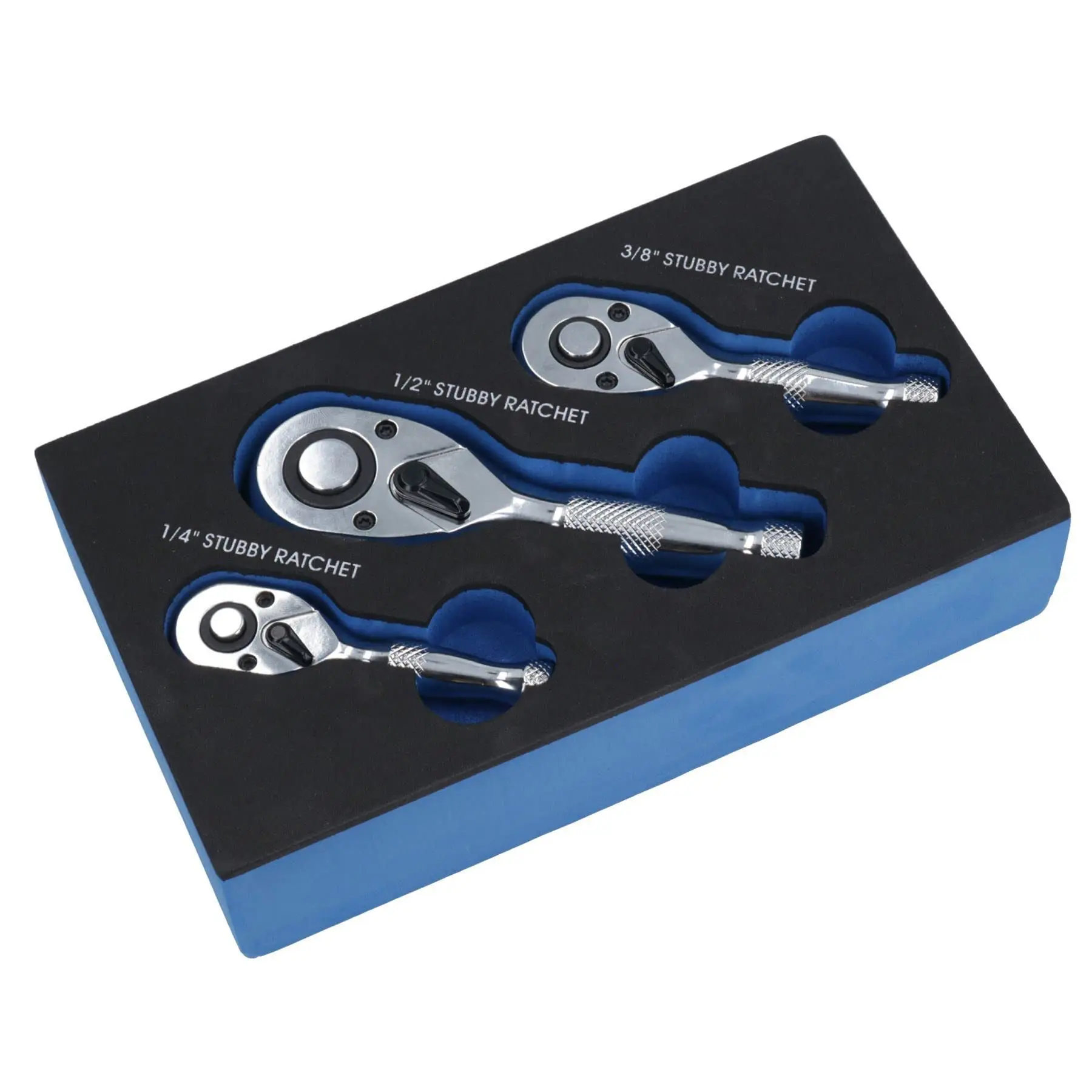 

3-Piece Reversible Ratchet Wrench Set with Quick-Release Function Heads for Mechanical Work 1/4" 3/8" 1/2" Three Drive Sizes