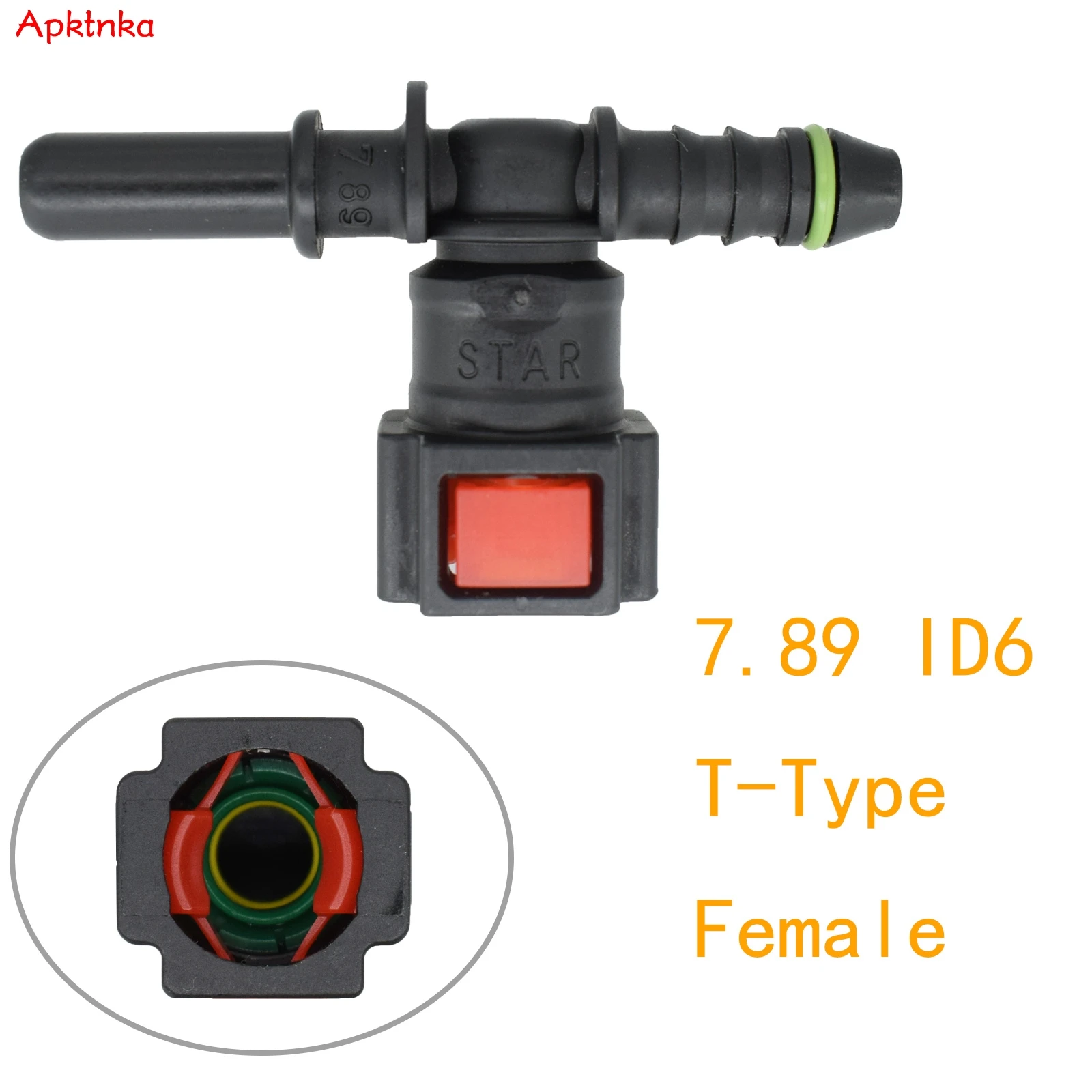 Auto Car Fuel Line 7.89 ID6 T-Type Hose Coupling Female Quick Release Connect Connector Nylon Fitting Automotive Accessories