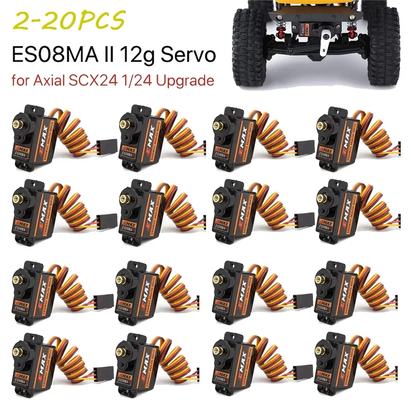 

2-20Pcs Emax ES08MA II Servo Motor SCX24 Servo 12g 15T Mini Metal Gear Analog Servo for RC Car Axial SCX24 Upgrades Parts