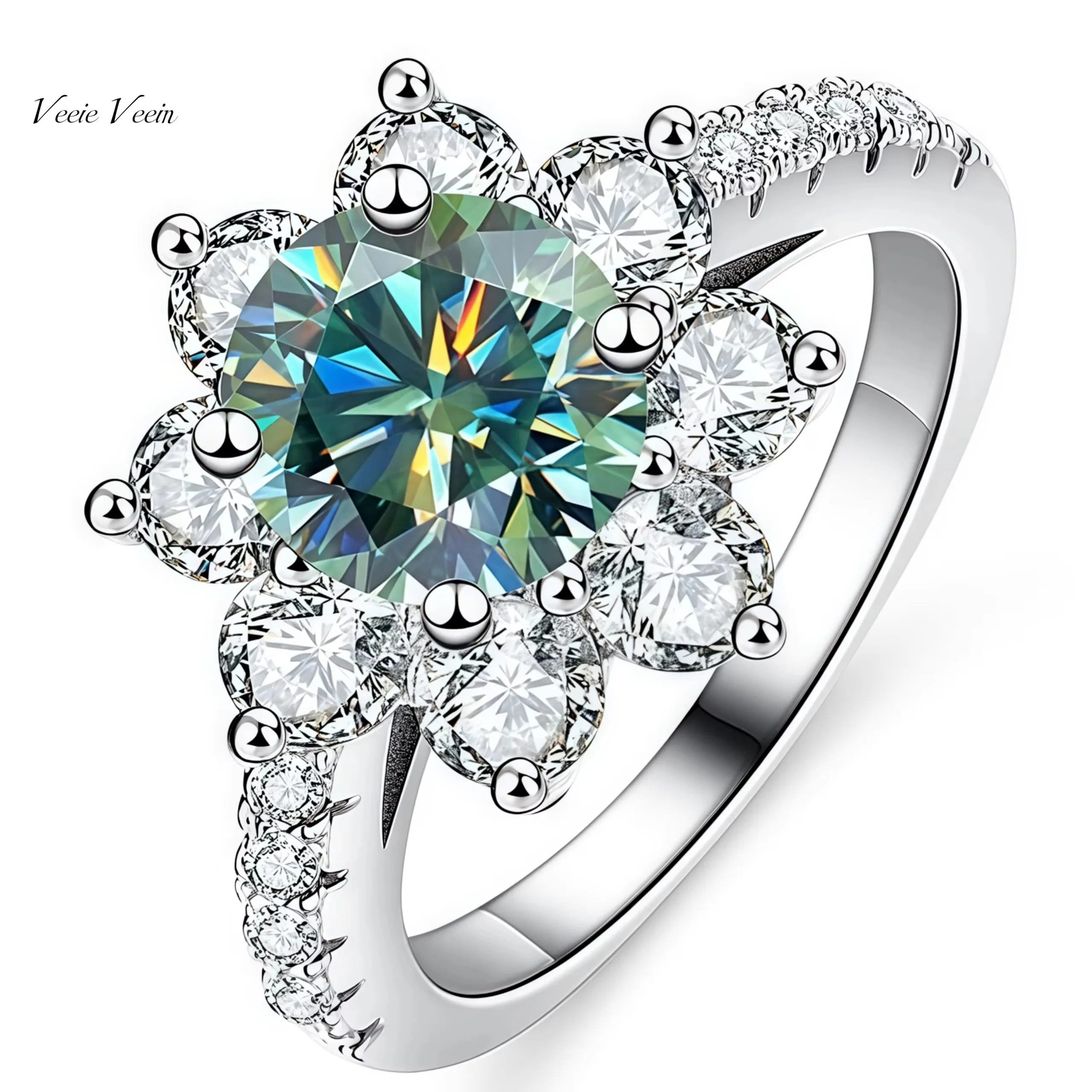 

Veeie Veein Фирменные новые кольца из стерлингового серебра 925 пробы, женские кольца со шпинелем и муассанитом, бриллиантовое кольцо, ювелирные изделия