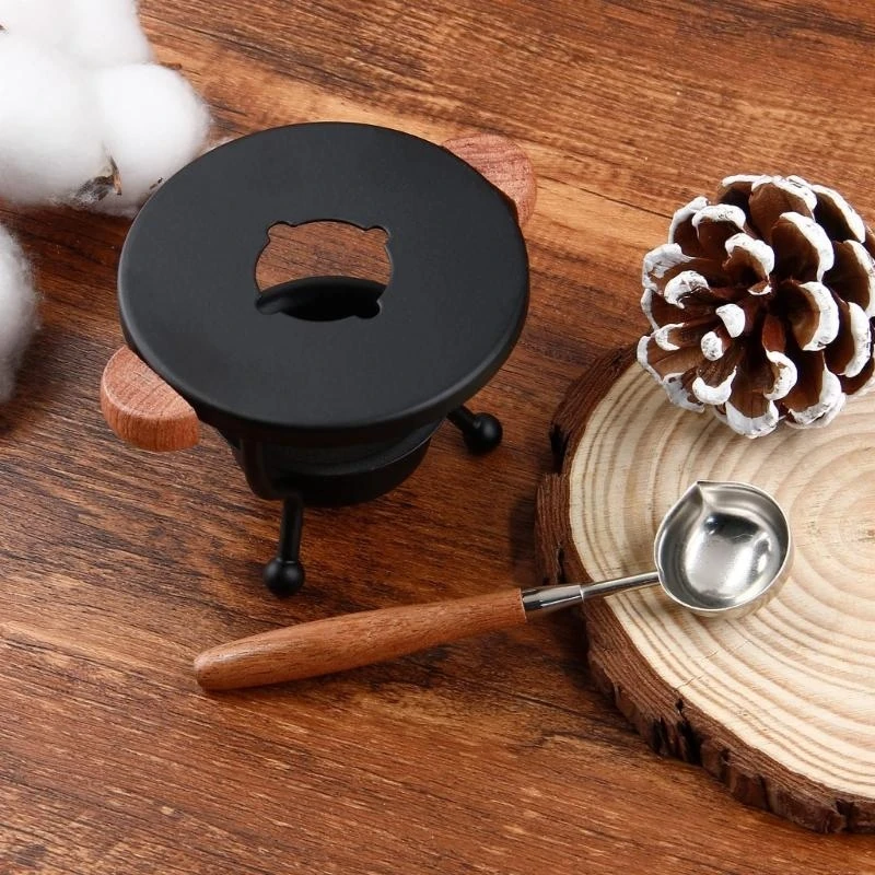Wax Seal Warmer Wax Seal Furnace Sealing Wax Set with Spoon Wax Melting Pots for Wax Beads KXRE