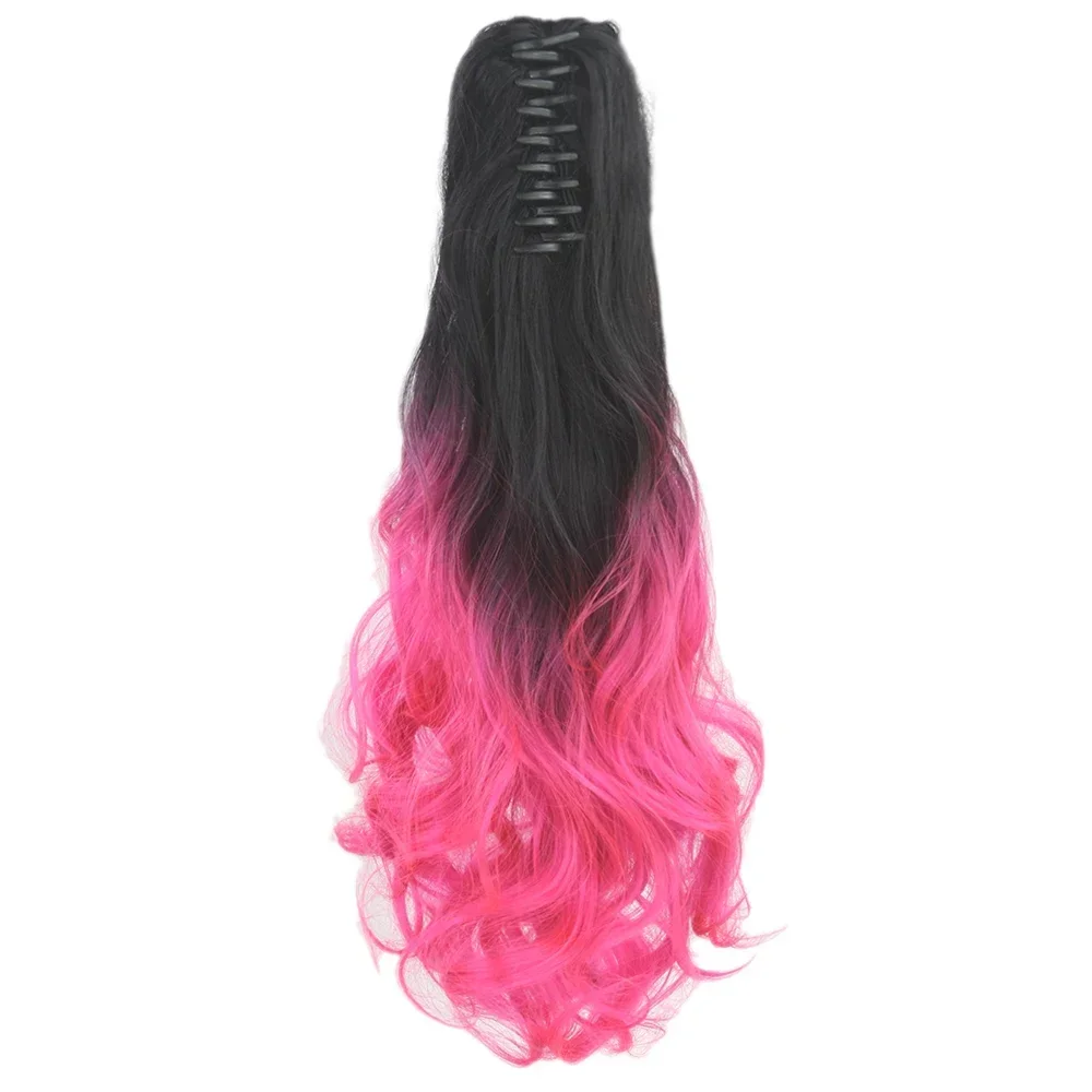 Curly Claw Ponytails Pink Blonde Synthetic Hair Clip In Hair Extension Hairpiece Pony Tail Hair on Clips