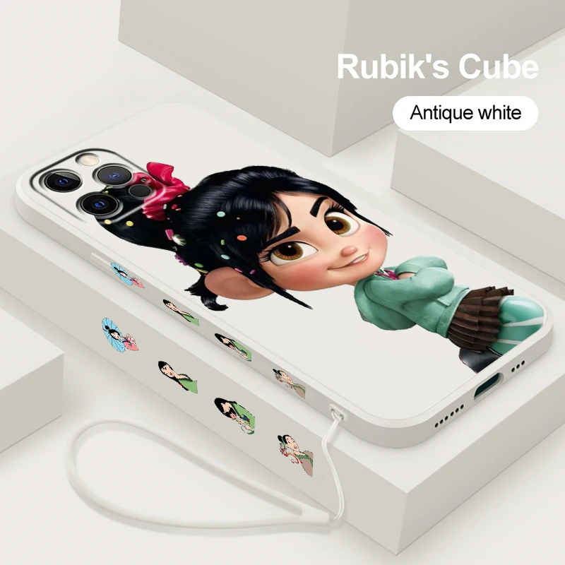 

Cute Mulan Disneys For Apple iPhone 15 14 13 12 Mini 11 Pro XS MAX XR X 8 7 6S Plus Liquid Left Rope Cover Capa Fundas